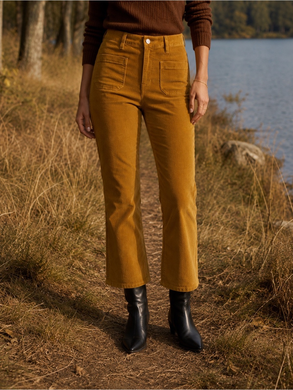 J.Crew Tall Demi Boot Crop Corduroy Pants Golden Mustard 26T